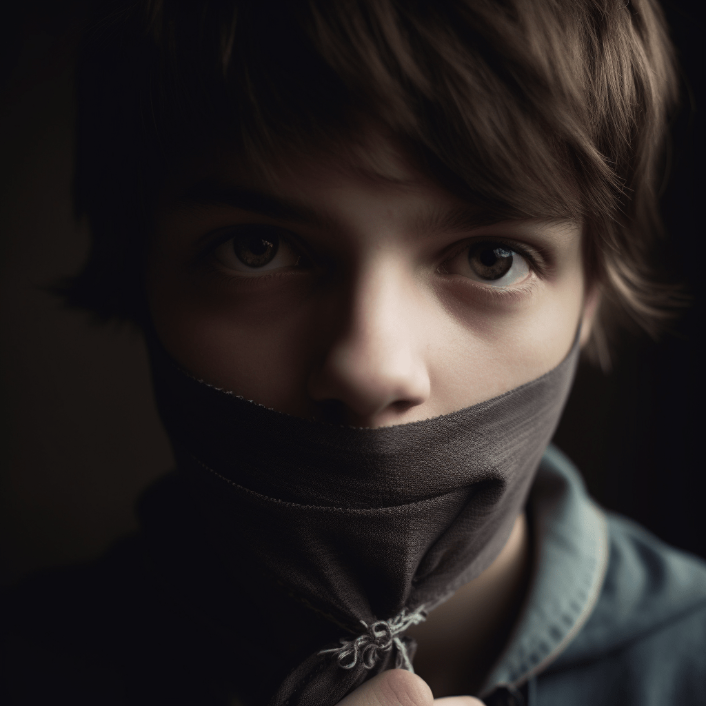 A boy whose mouth is covered in honour of International Day of Silence